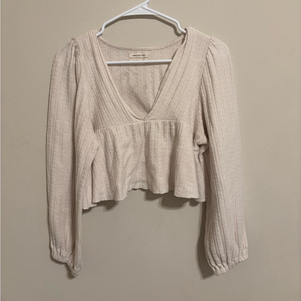 Cream V-Neck Women's Top